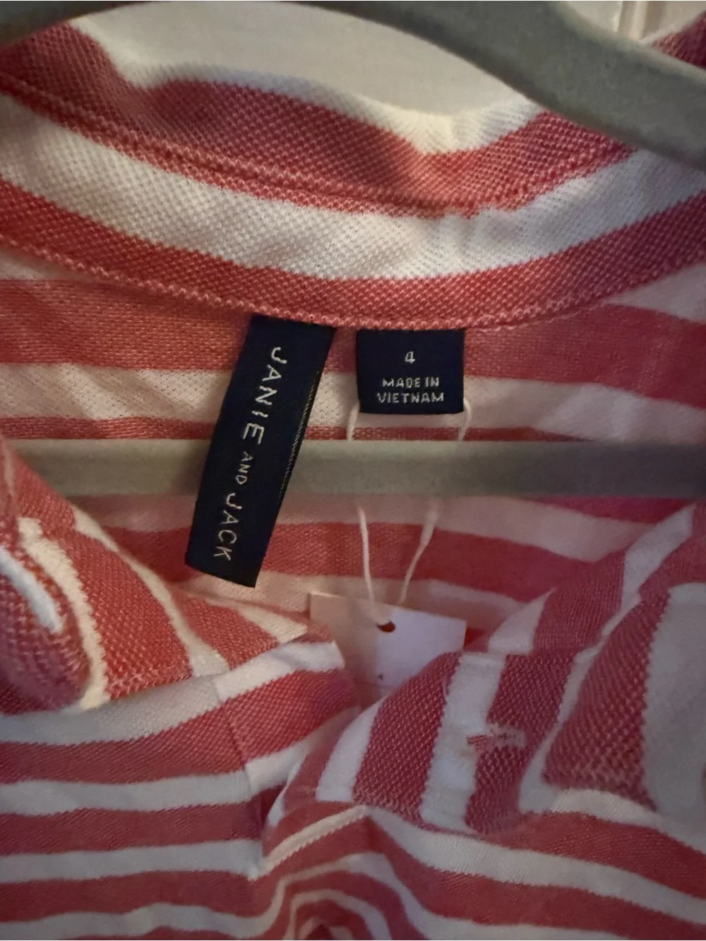 Janie and Jack Red & White Striped Polo with Anchor